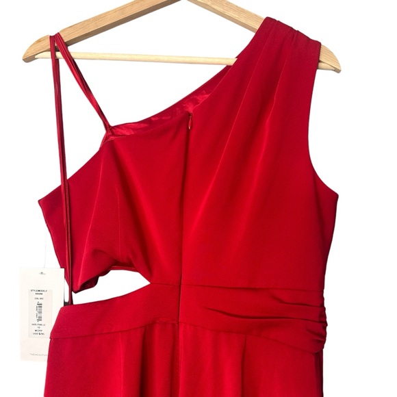 Love, Theia One-Shoulder Cropped Jersey Jumpsuit w/ Side Cutout Size 10 NEW - Picture 6 of 13